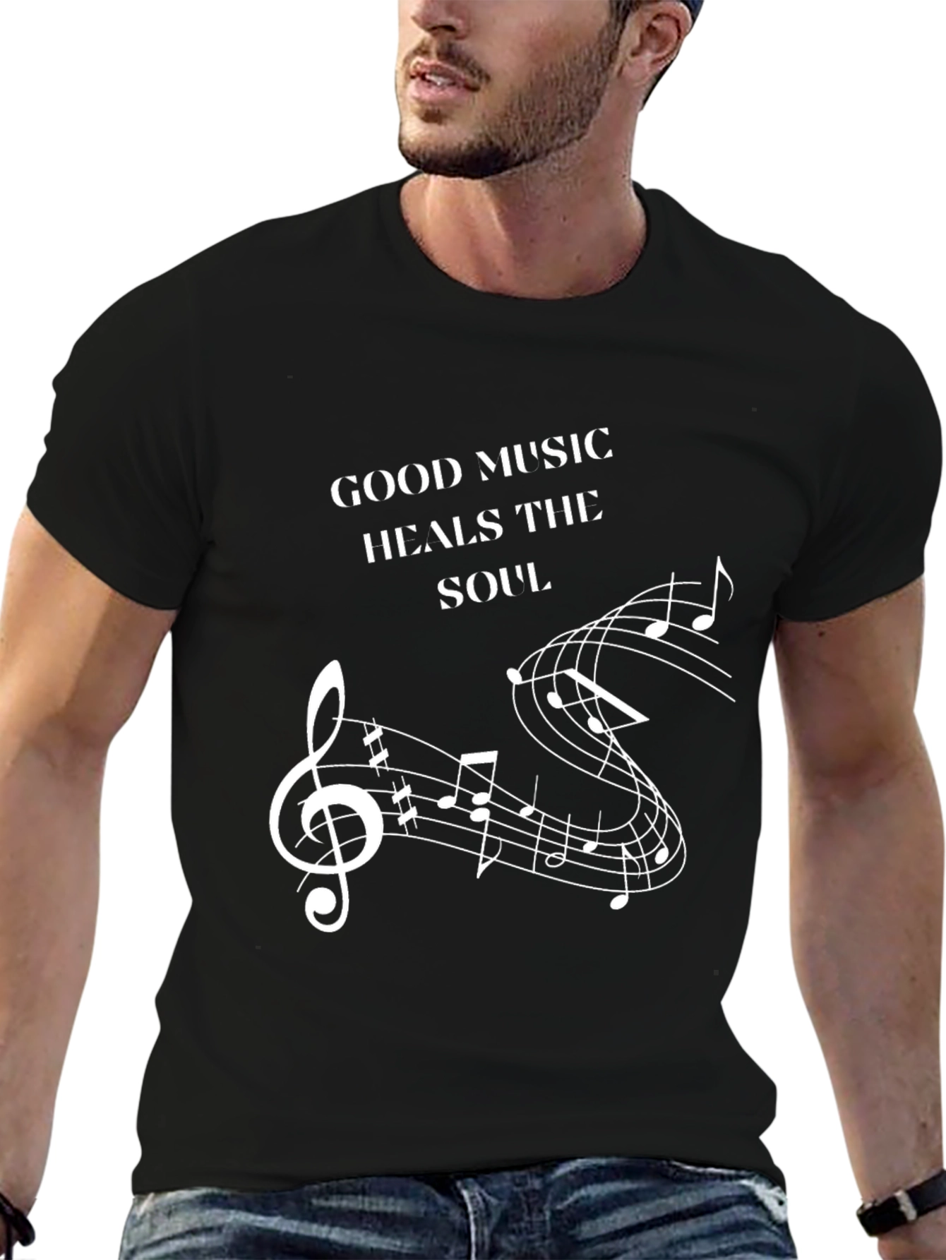 Music Heals Soul Graphic Tee - Black