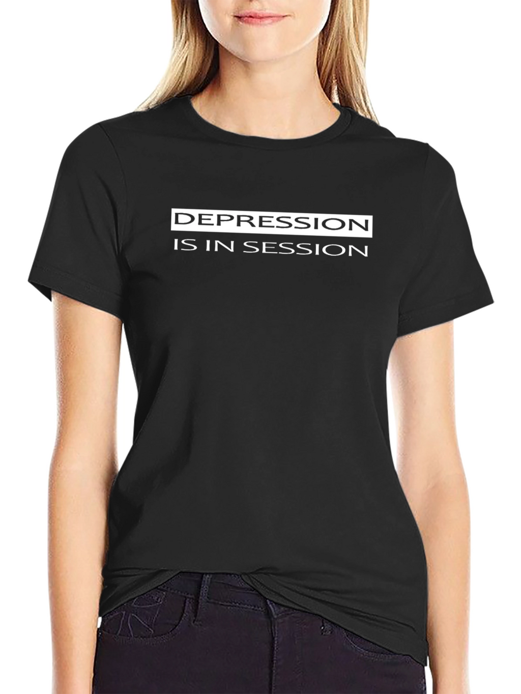 Depression is in Session Black Graphic Tee