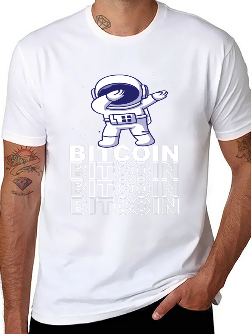 Bitcoin Astronaut Dabbing Graphic Tee