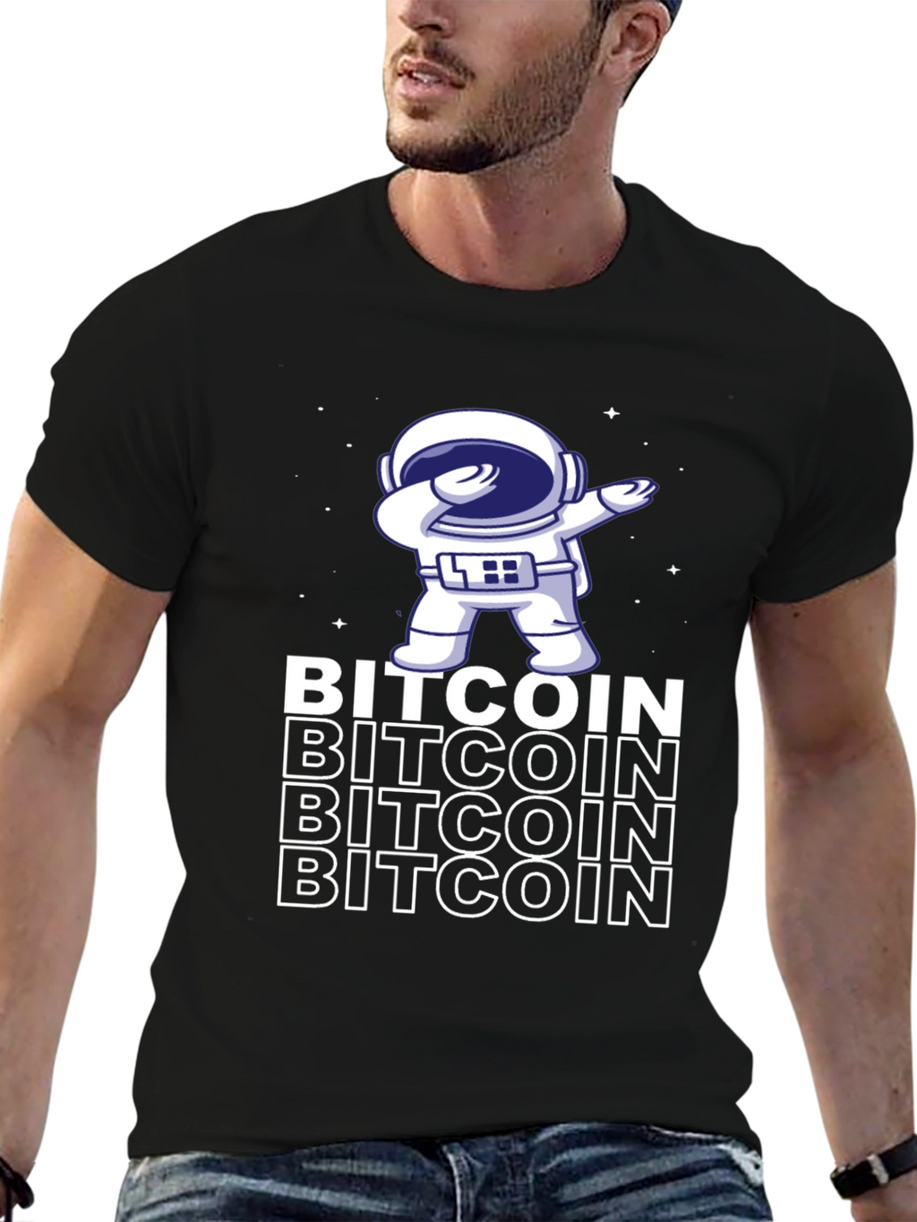Bitcoin Astronaut Dabbing Graphic Tee
