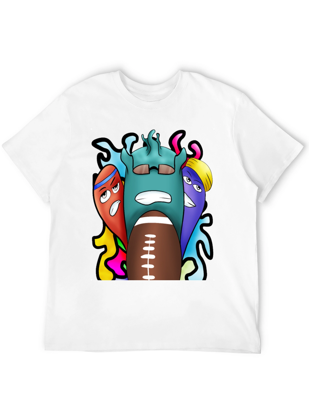 Cartoon Football Graphic Tee - Black