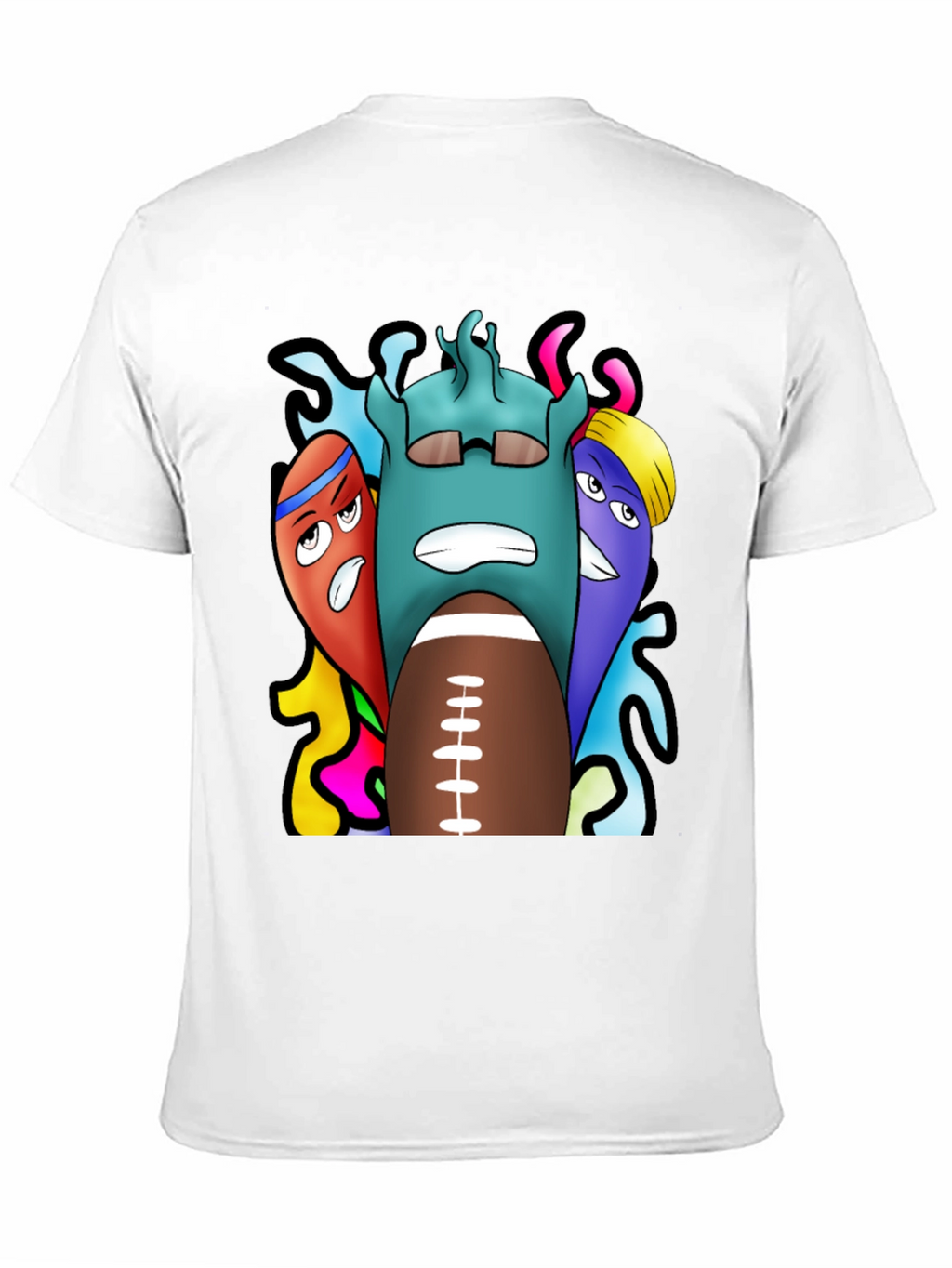 Cartoon Football Graphic Tee - Black