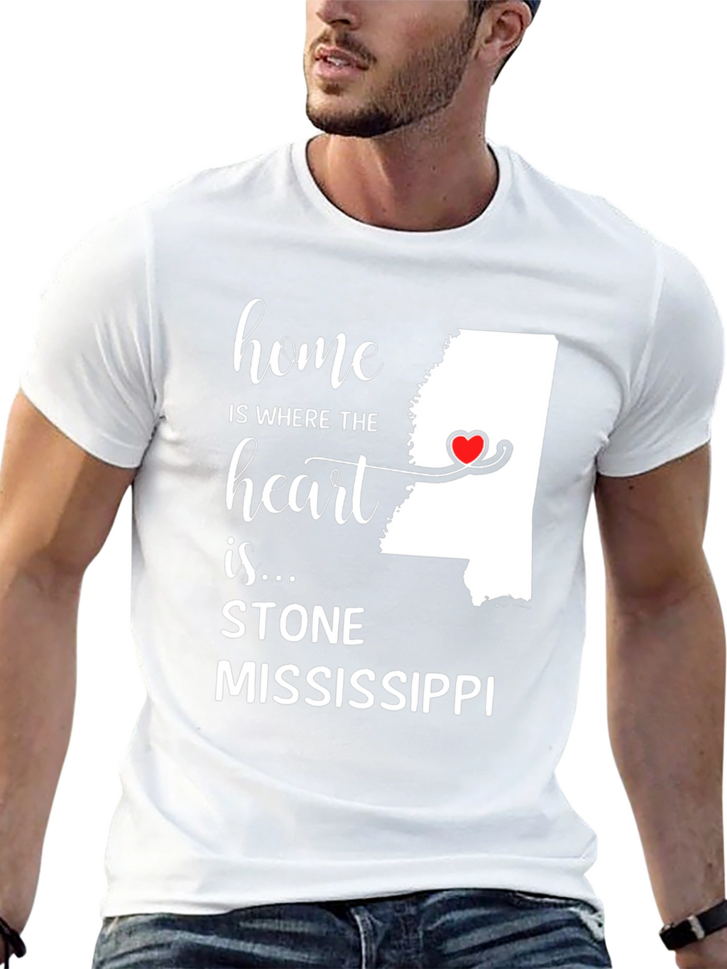 Home is Where the Heart Is Stone Mississippi T-Shirt