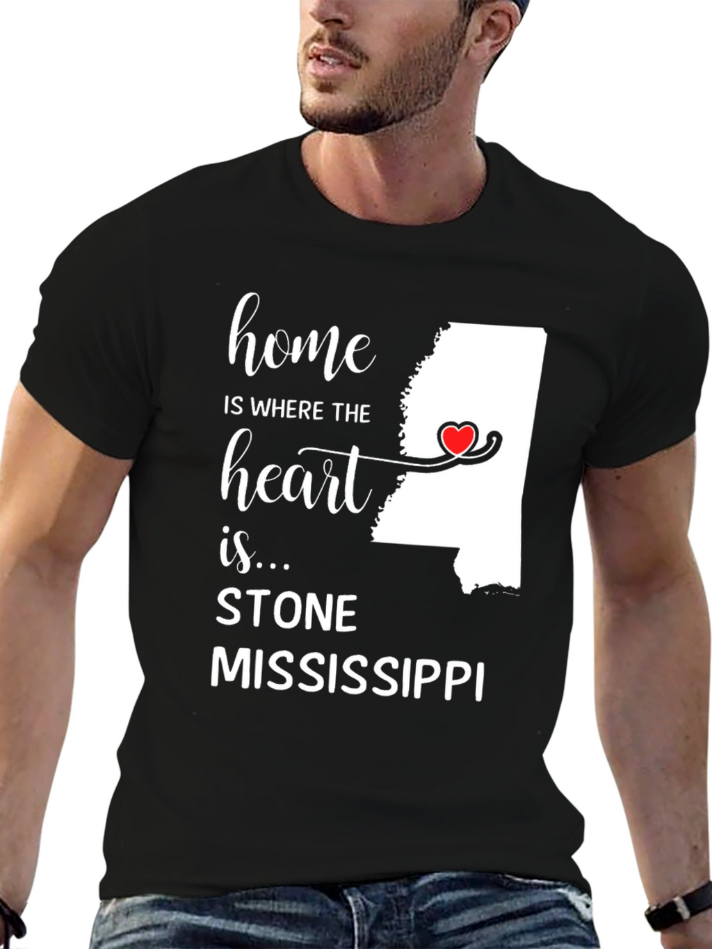 Home is Where the Heart Is Stone Mississippi T-Shirt