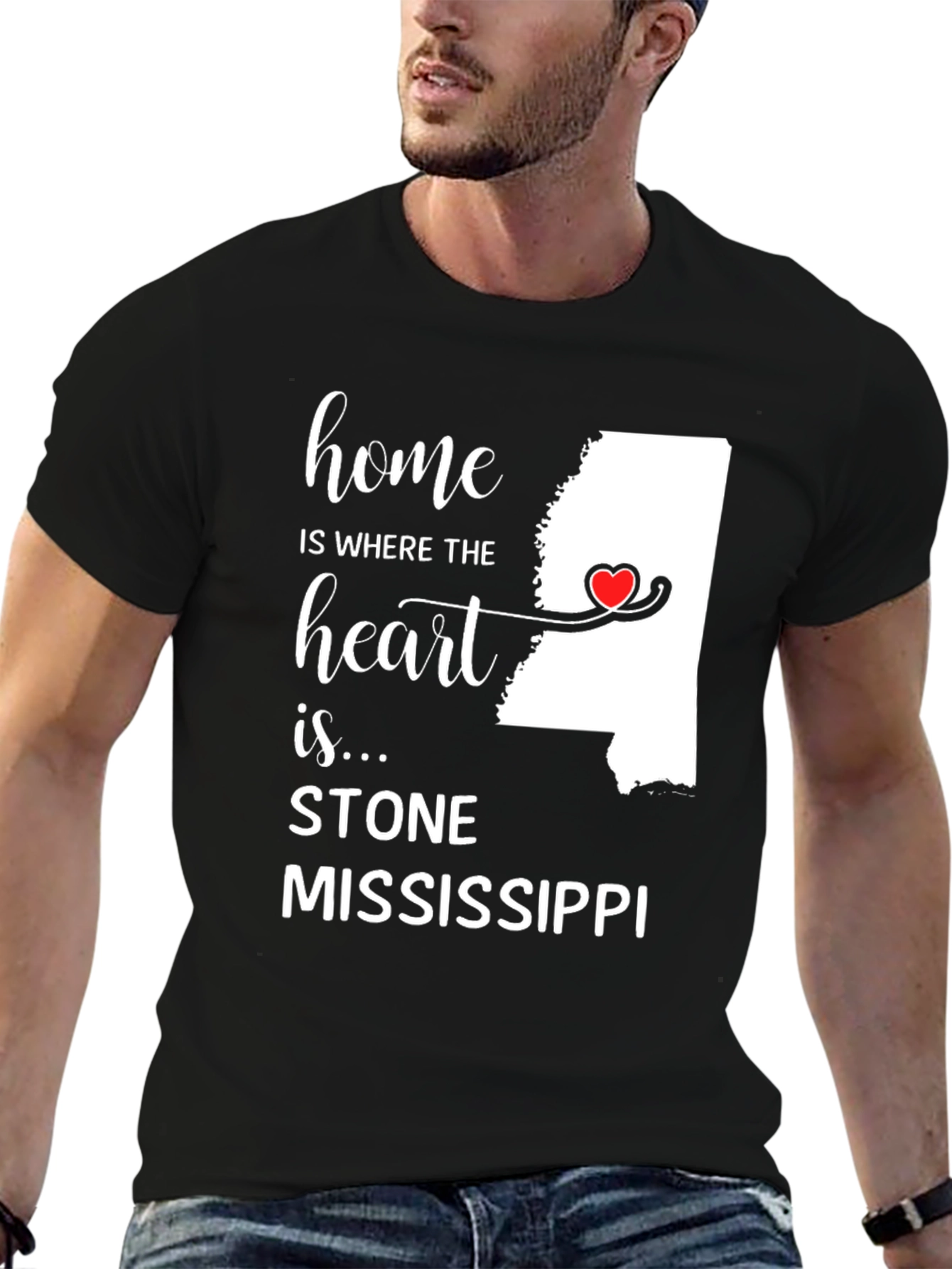 Home is Where the Heart Is Stone Mississippi T-Shirt