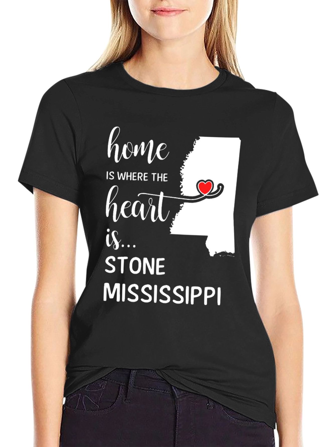 Home is Where the Heart Is Stone Mississippi T-Shirt