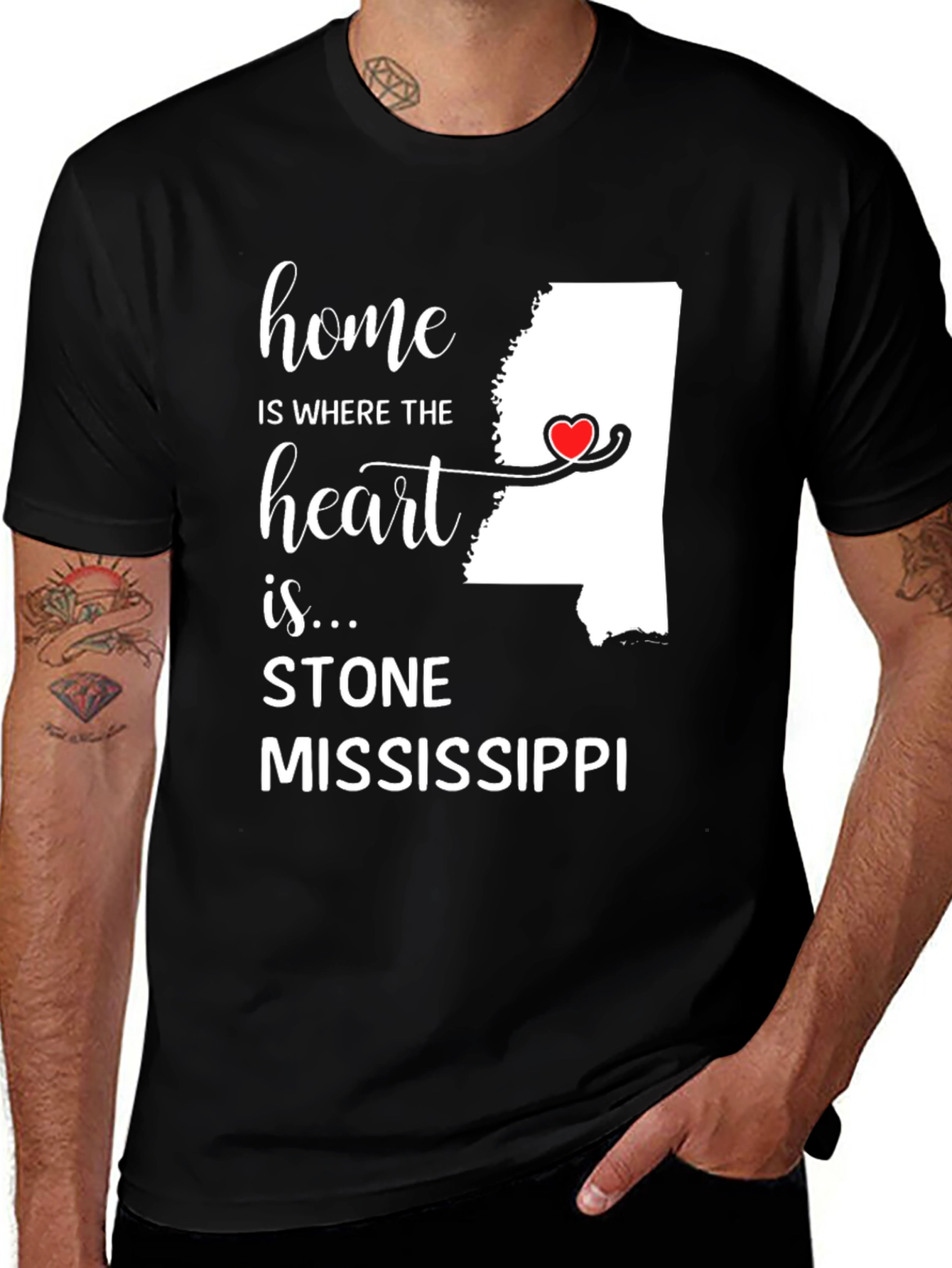 Home is Where the Heart Is Stone Mississippi T-Shirt