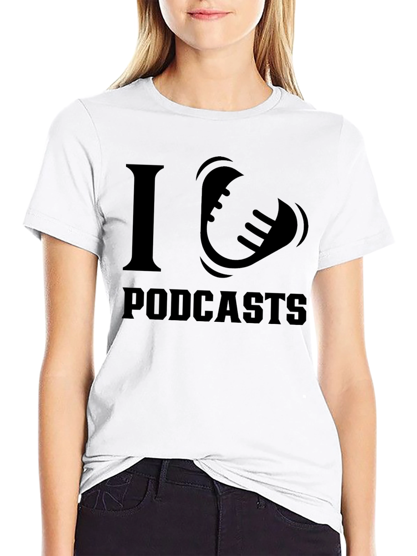 I Love Podcasts Graphic T-Shirt - Black