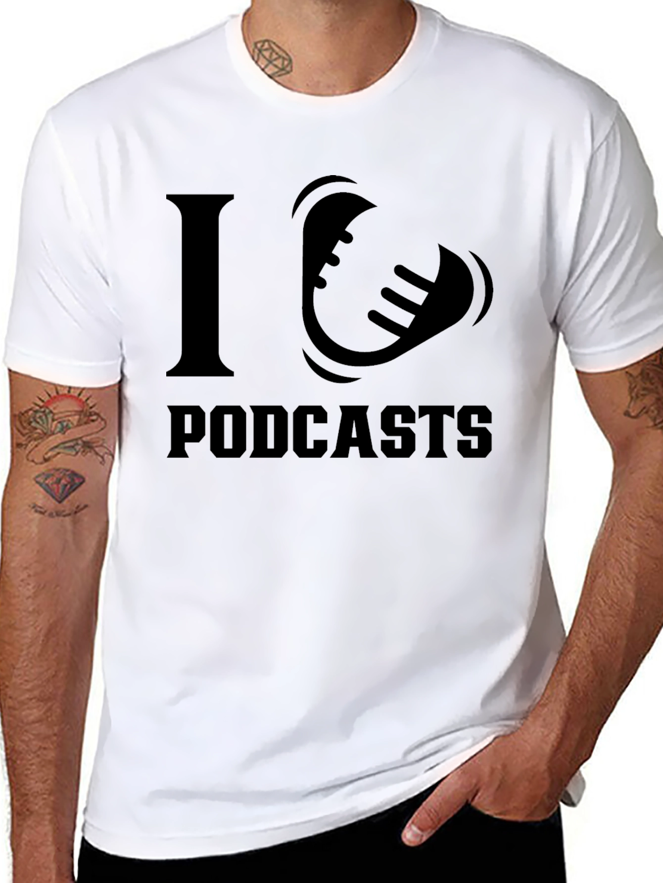 I Love Podcasts Graphic T-Shirt - Black