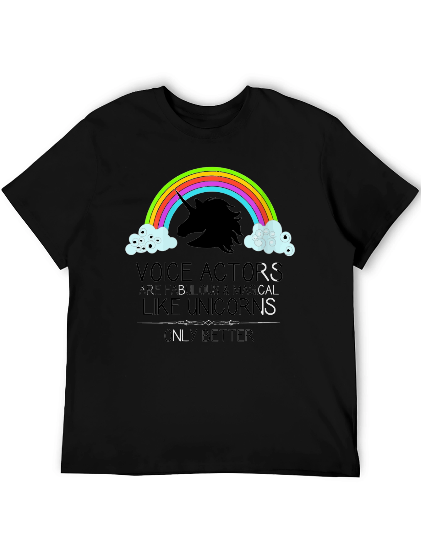 Voice Actor Unicorn Graphic Tee - Black