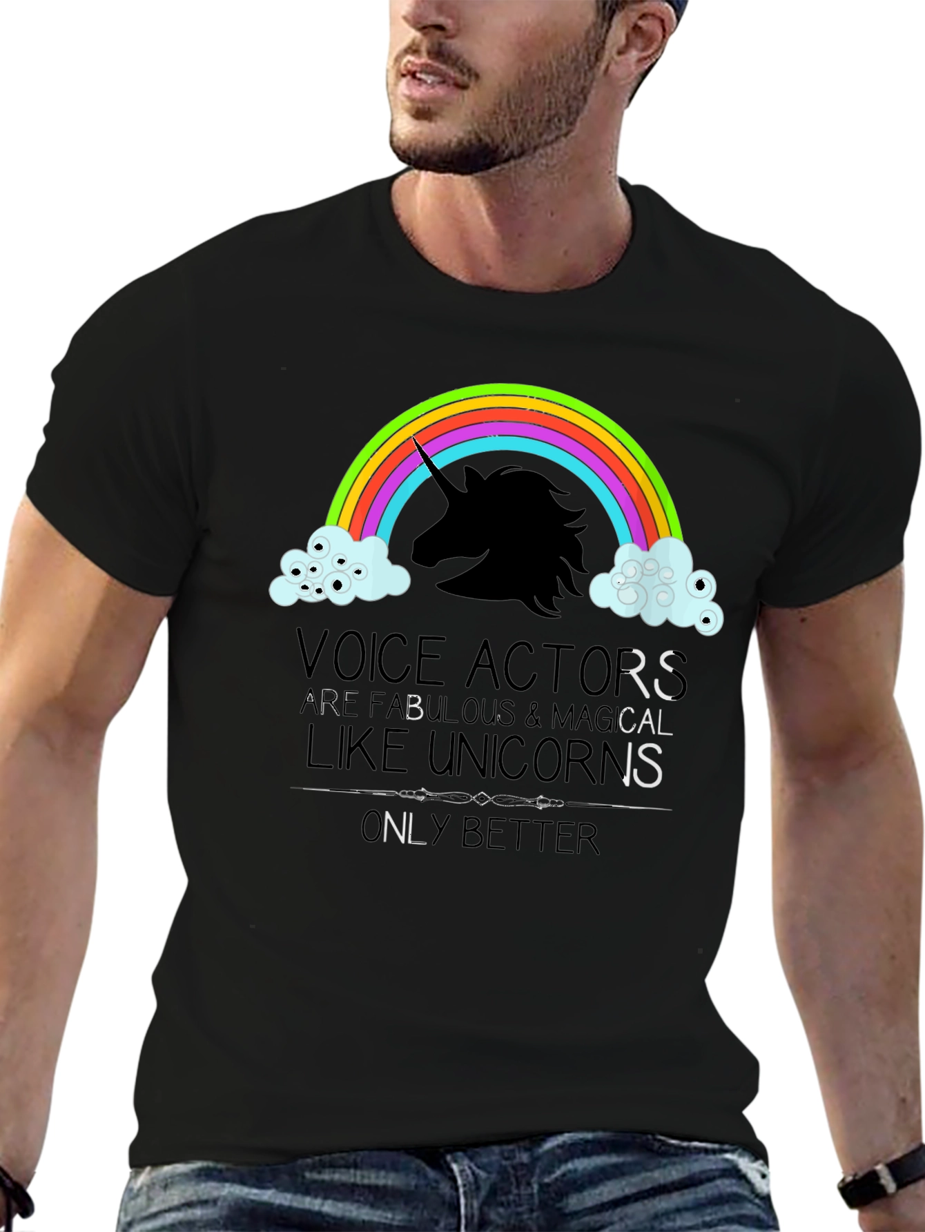 Voice Actor Unicorn Graphic Tee - Black