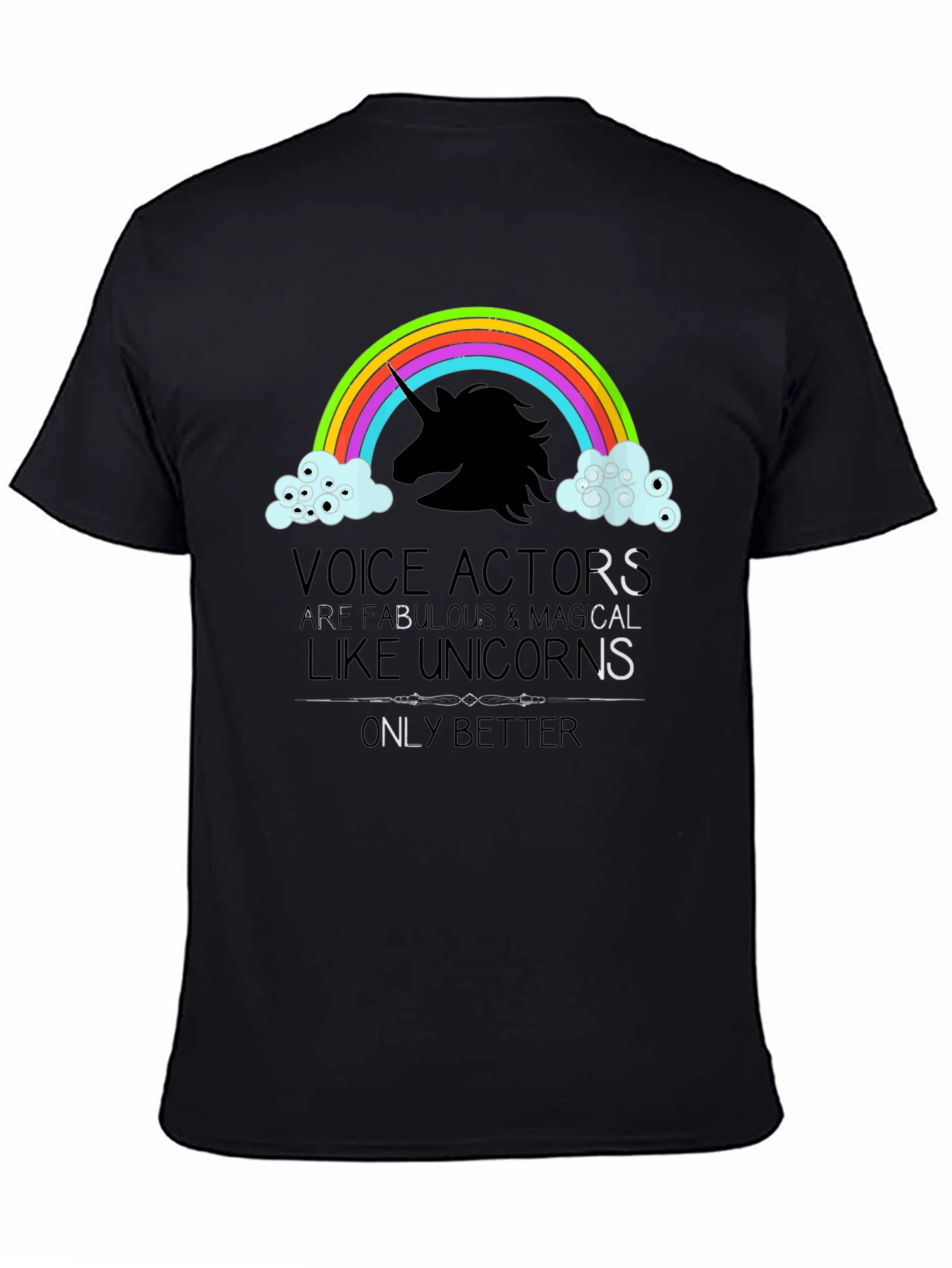 Voice Actor Unicorn Graphic Tee - Black