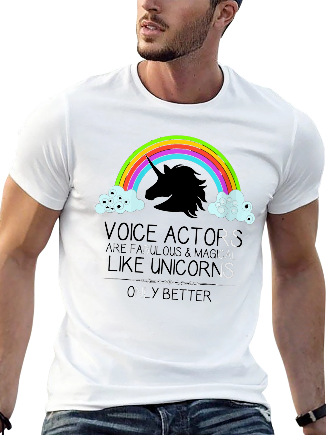 Voice Actor Unicorn Graphic Tee - Black