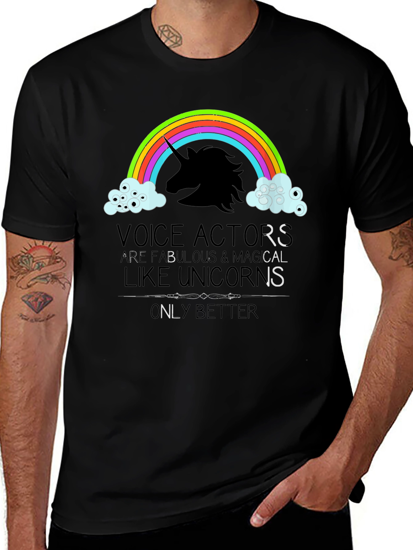 Voice Actor Unicorn Graphic Tee - Black