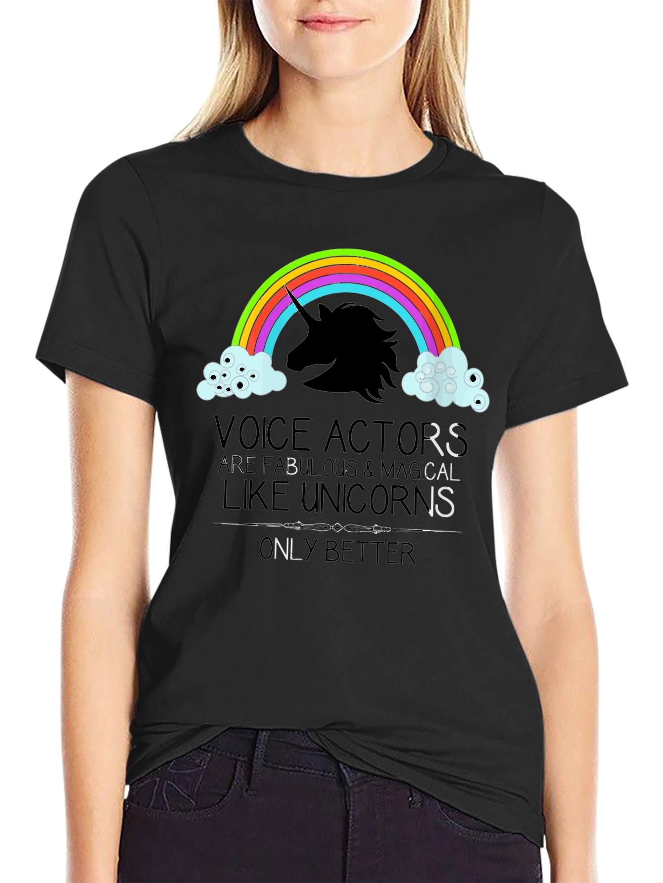Voice Actor Unicorn Graphic Tee - Black
