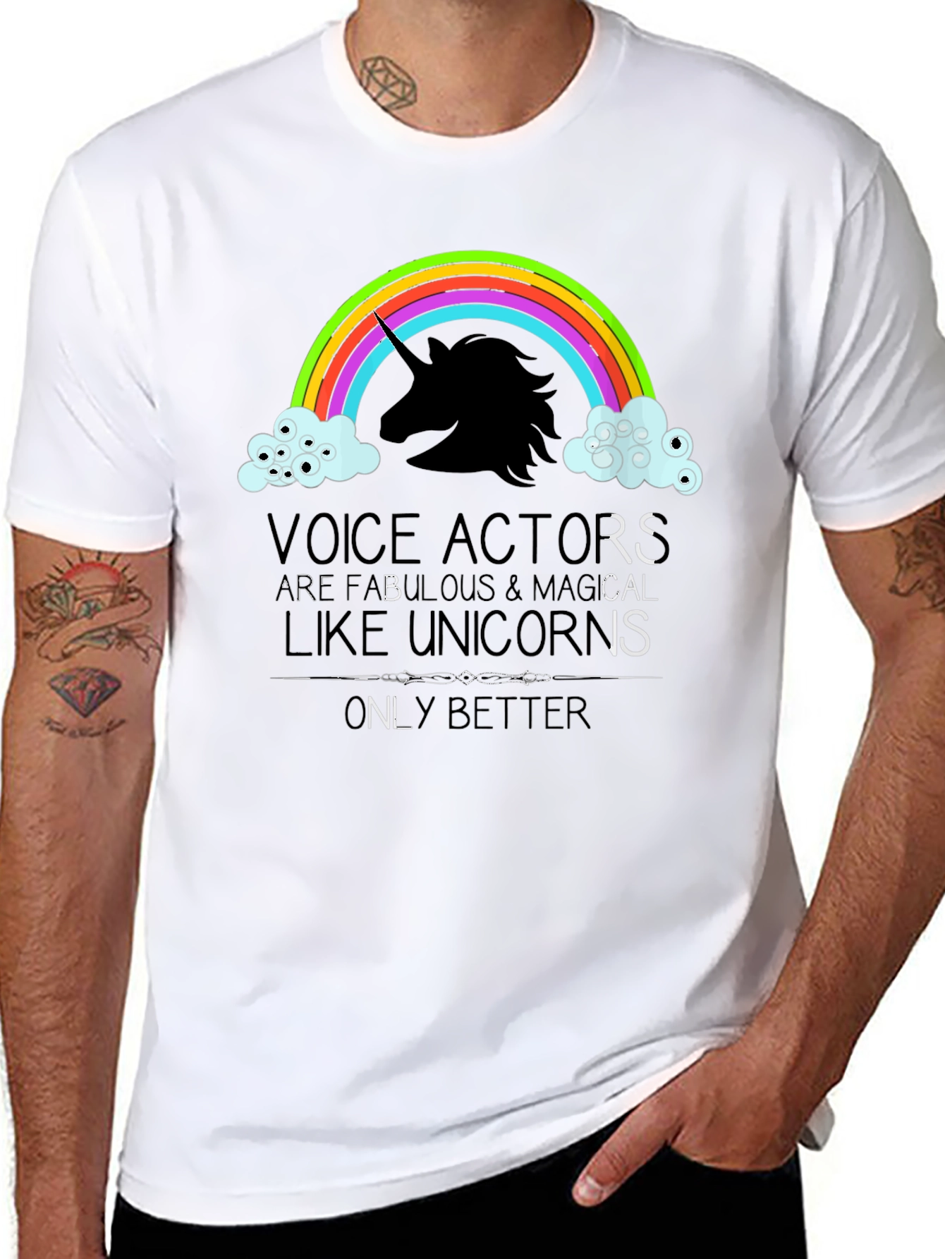 Voice Actor Unicorn Graphic Tee - Black