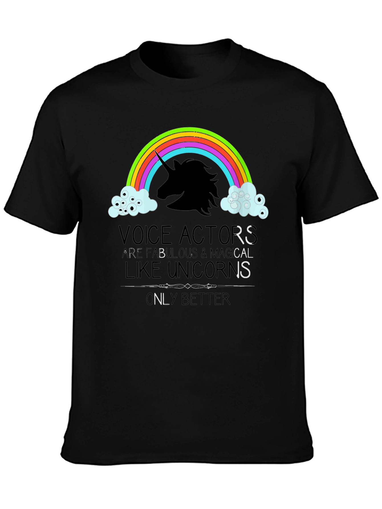 Voice Actor Unicorn Graphic Tee - Black