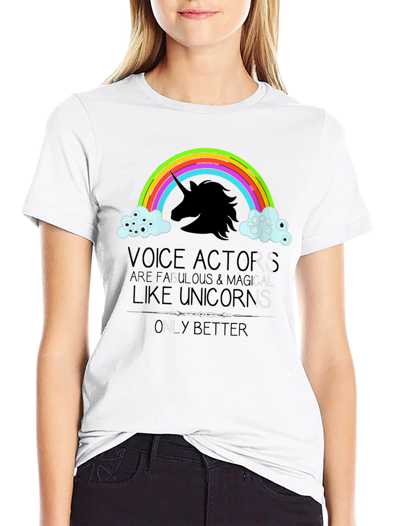 Voice Actor Unicorn Graphic Tee - Black