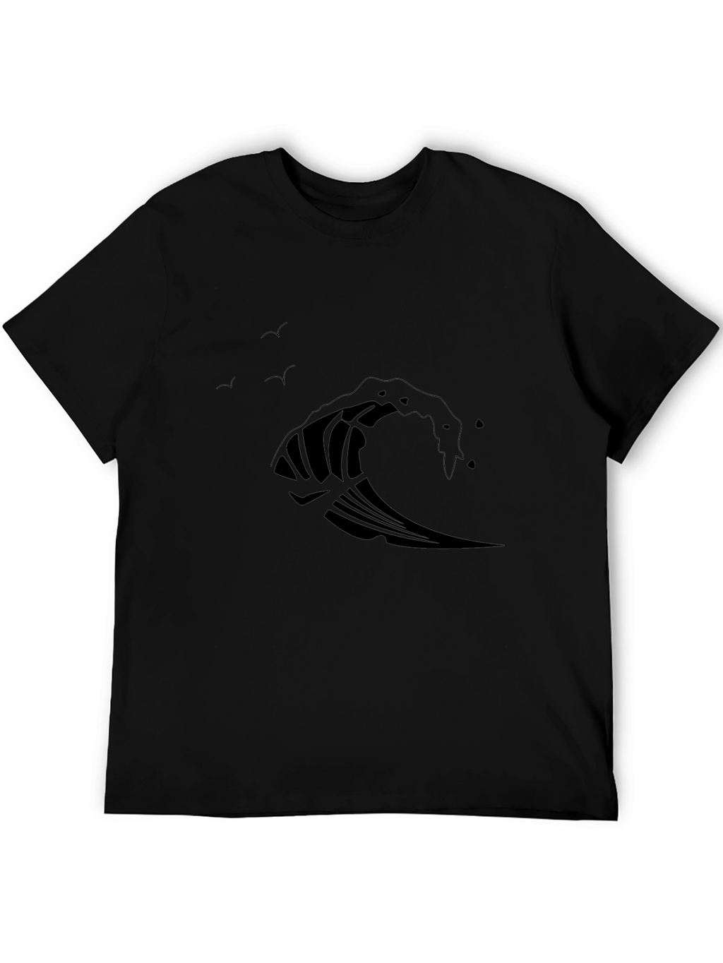 Wave Design Black T-Shirt