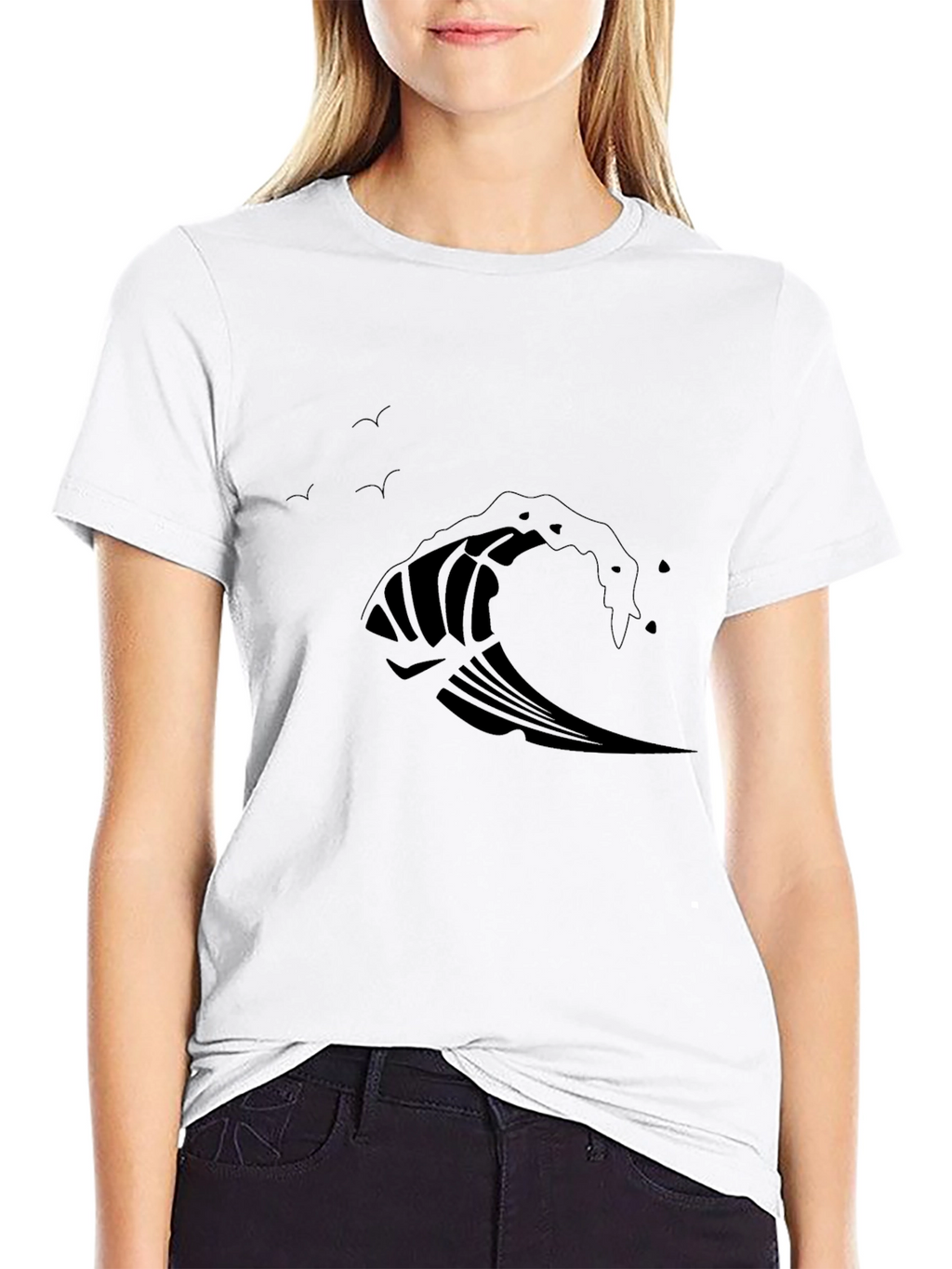 Wave Design Black T-Shirt