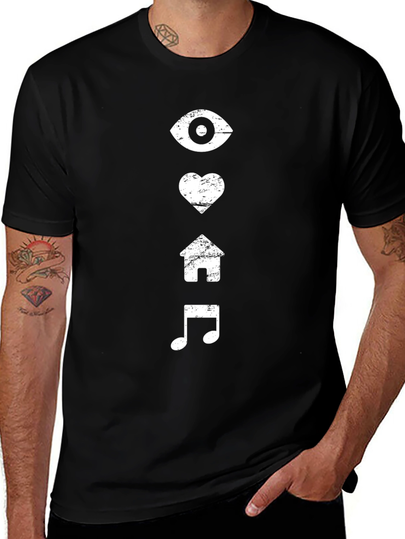 Eye Heart Home Music Graphic Tee - Black