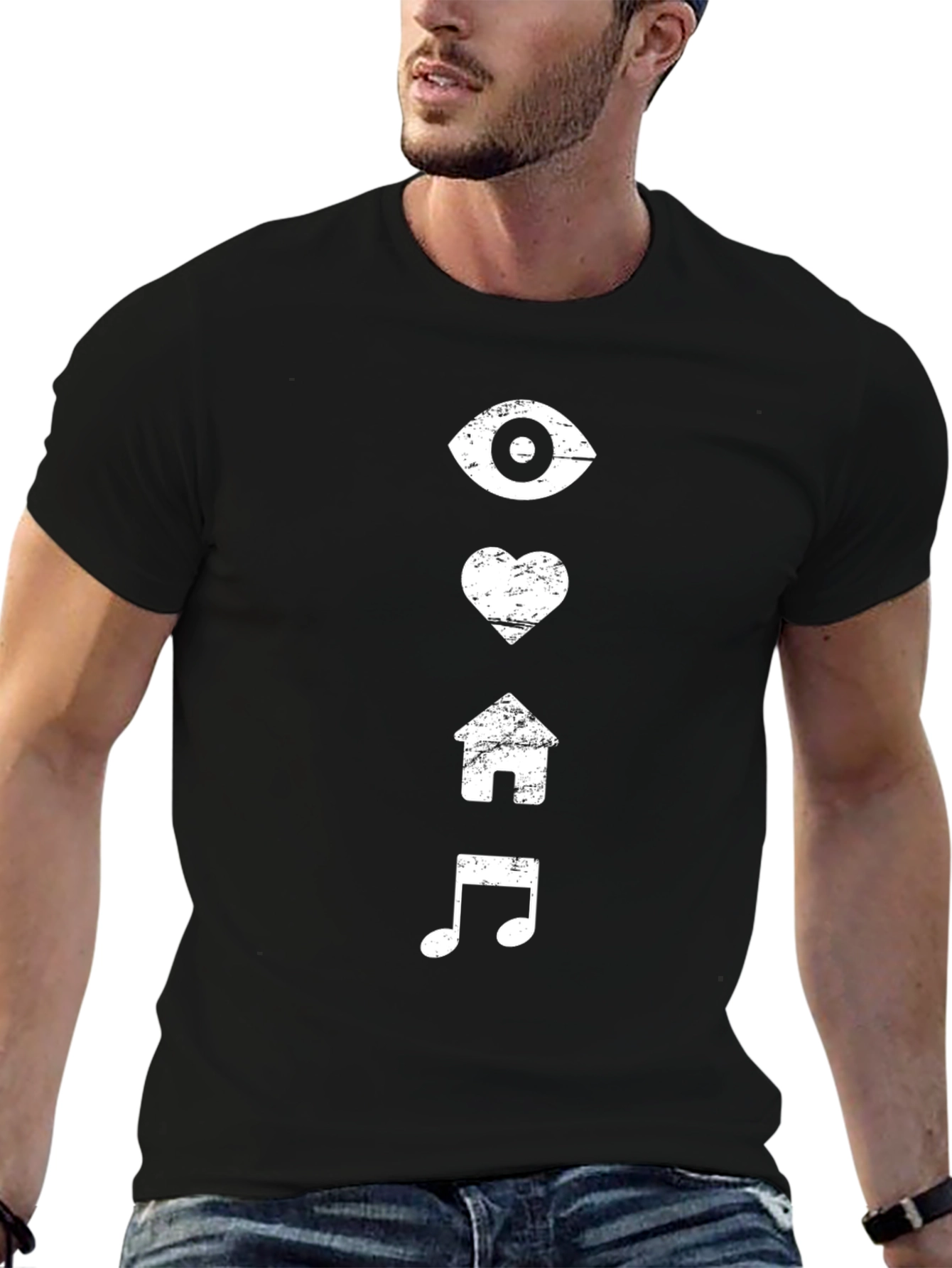 Eye Heart Home Music Graphic Tee - Black