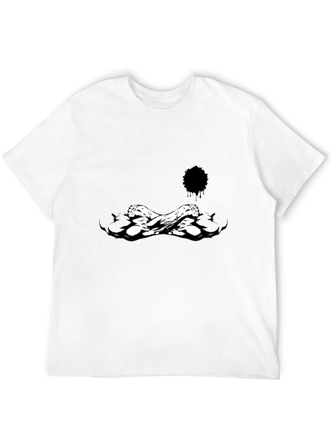 Edgy Black Graphic Tee - Skull Crossbones Design
