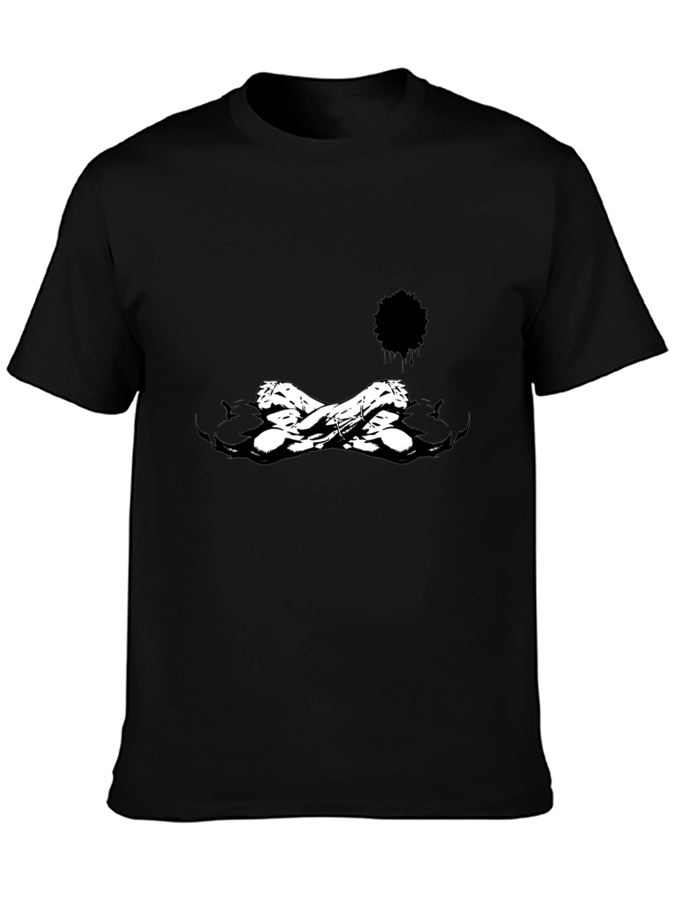 Edgy Black Graphic Tee - Skull Crossbones Design