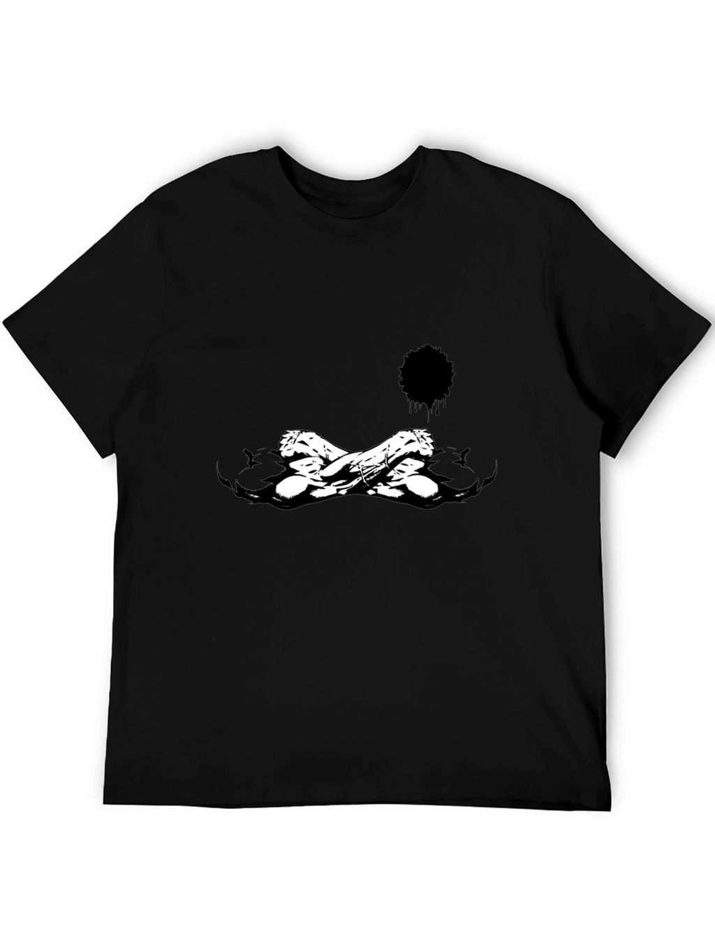 Edgy Black Graphic Tee - Skull Crossbones Design