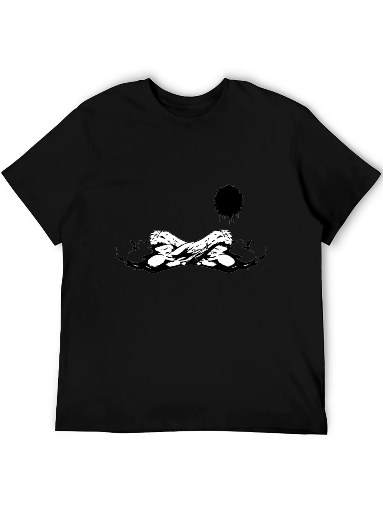 Edgy Black Graphic Tee - Skull Crossbones Design