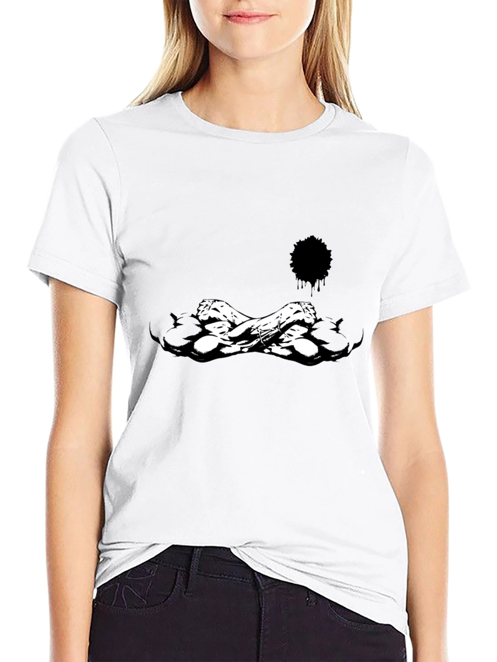 Edgy Black Graphic Tee - Skull Crossbones Design