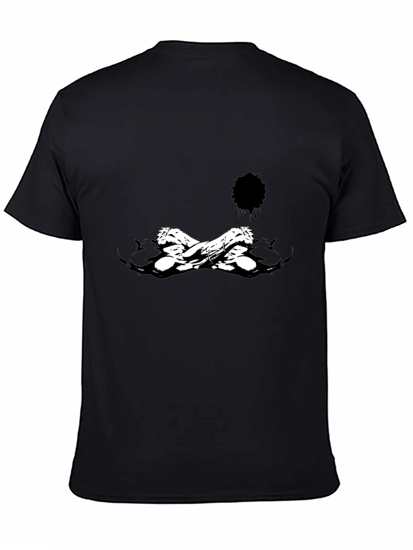 Edgy Black Graphic Tee - Skull Crossbones Design