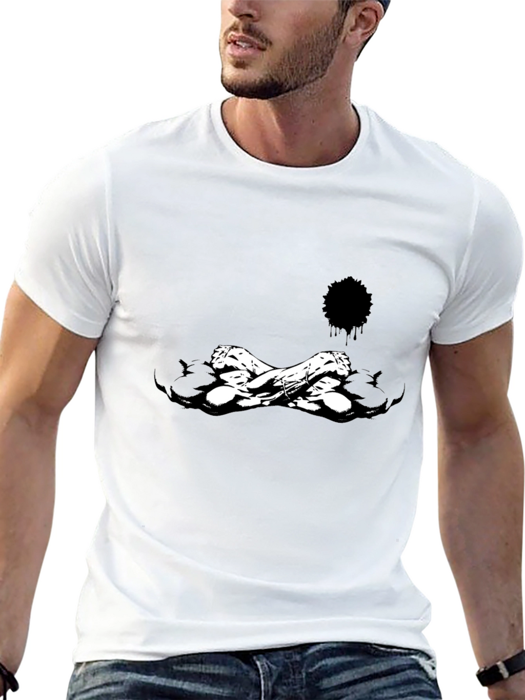 Edgy Black Graphic Tee - Skull Crossbones Design