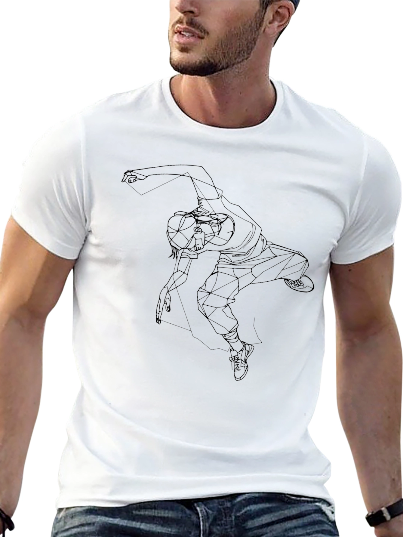 Geometric Dancer Graphic Tee - Black