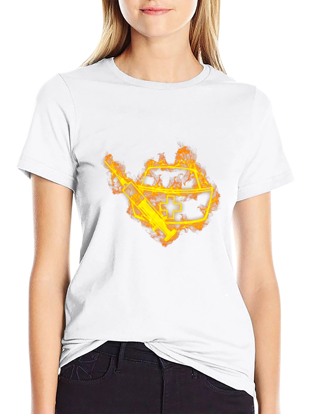 Fiery Nurse Graphic T-Shirt - Novelty Tee