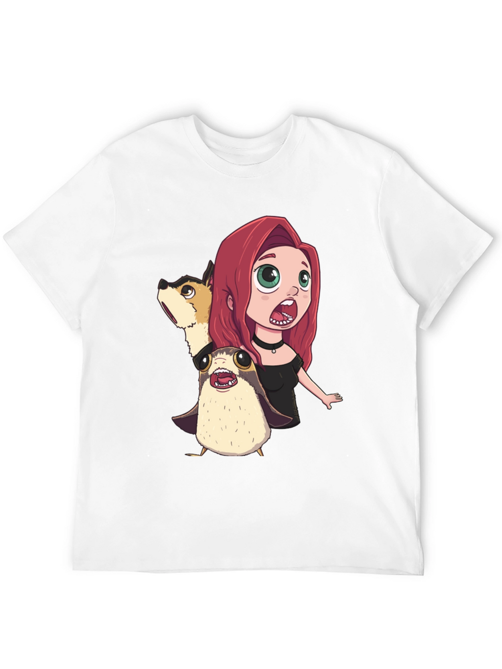 Cartoon Print Black T-Shirt
