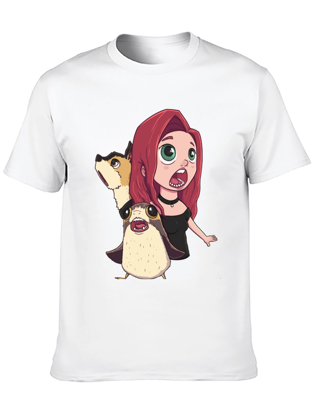Cartoon Print Black T-Shirt