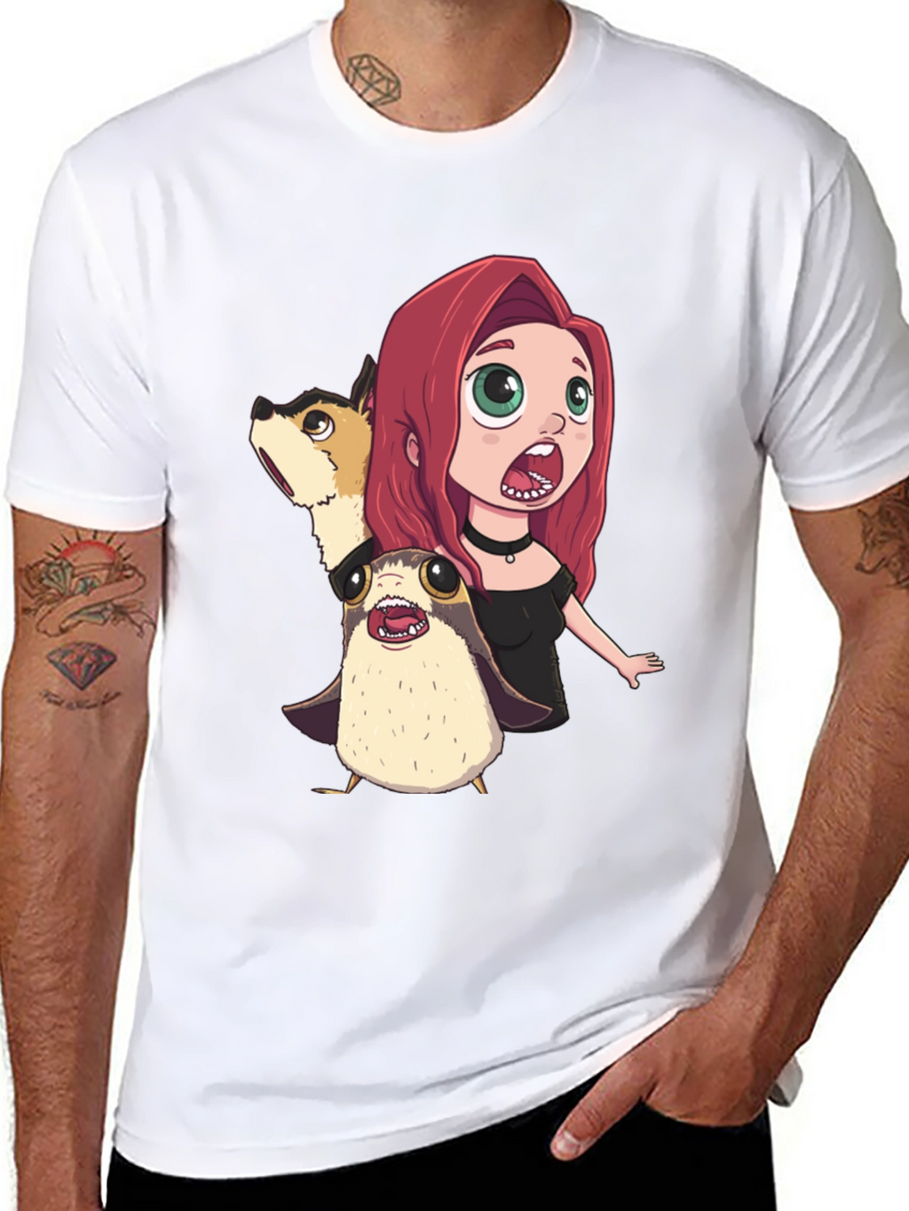 Cartoon Print Black T-Shirt