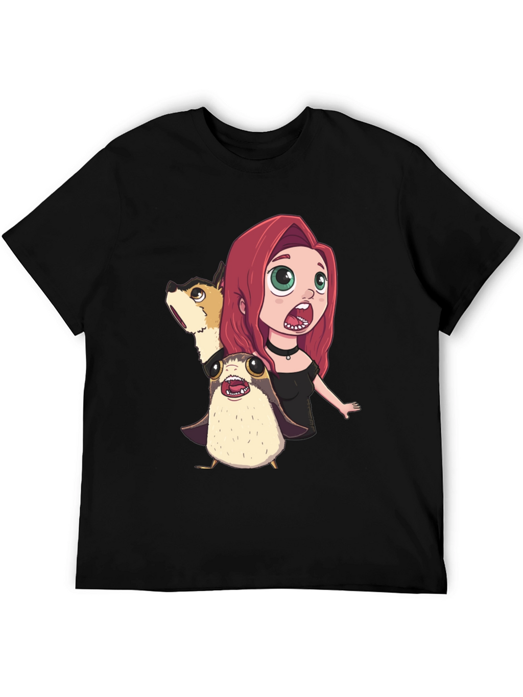 Cartoon Print Black T-Shirt