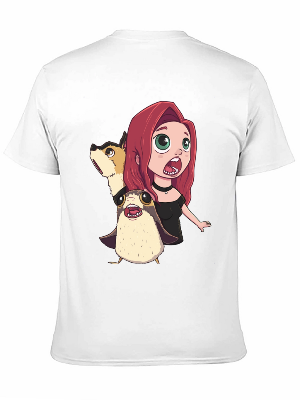 Cartoon Print Black T-Shirt