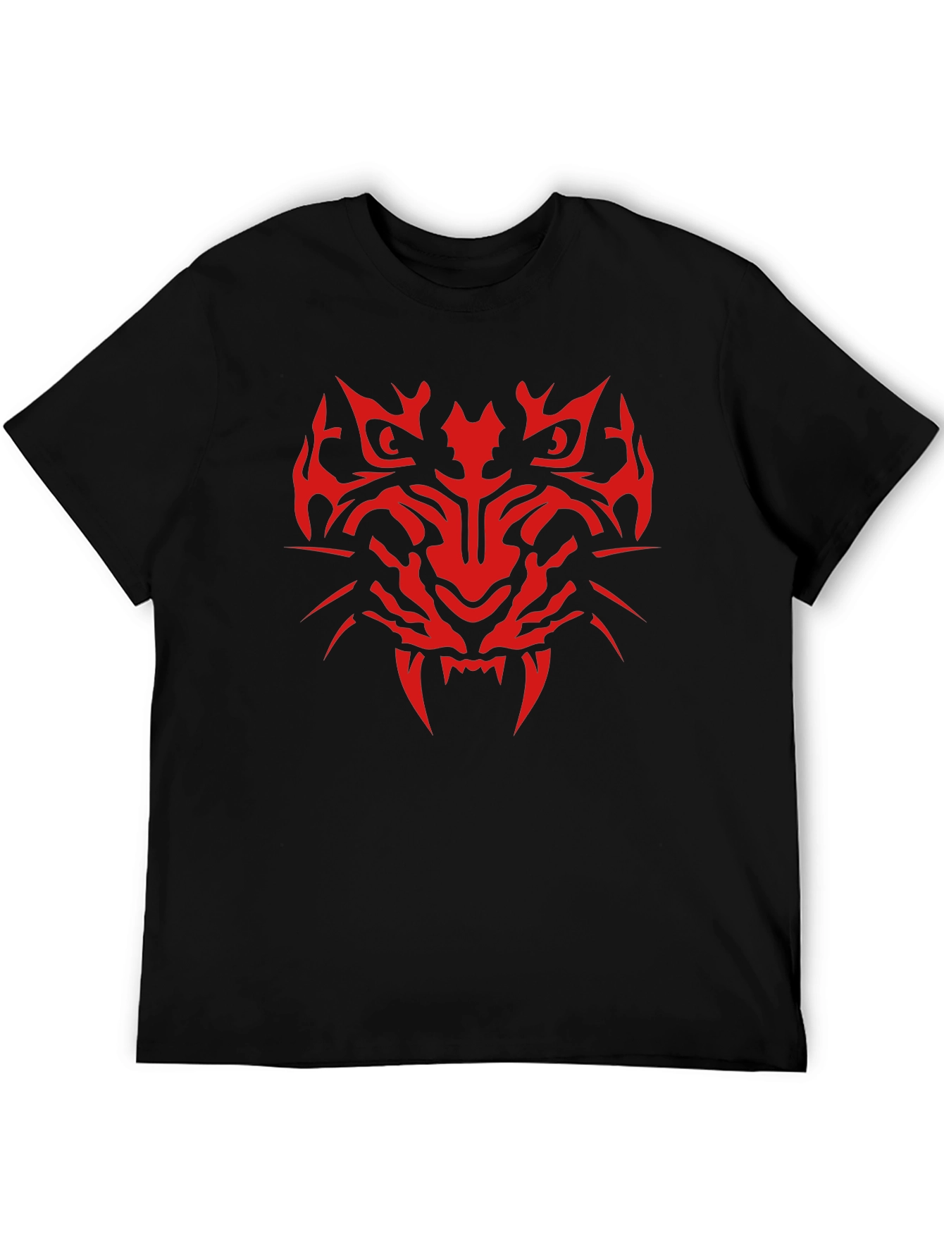Tribal Tiger Graphic Print T-Shirt - Mens Black Tee