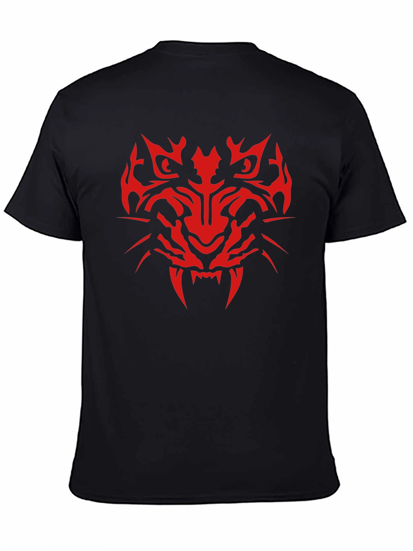 Tribal Tiger Graphic Print T-Shirt - Mens Black Tee