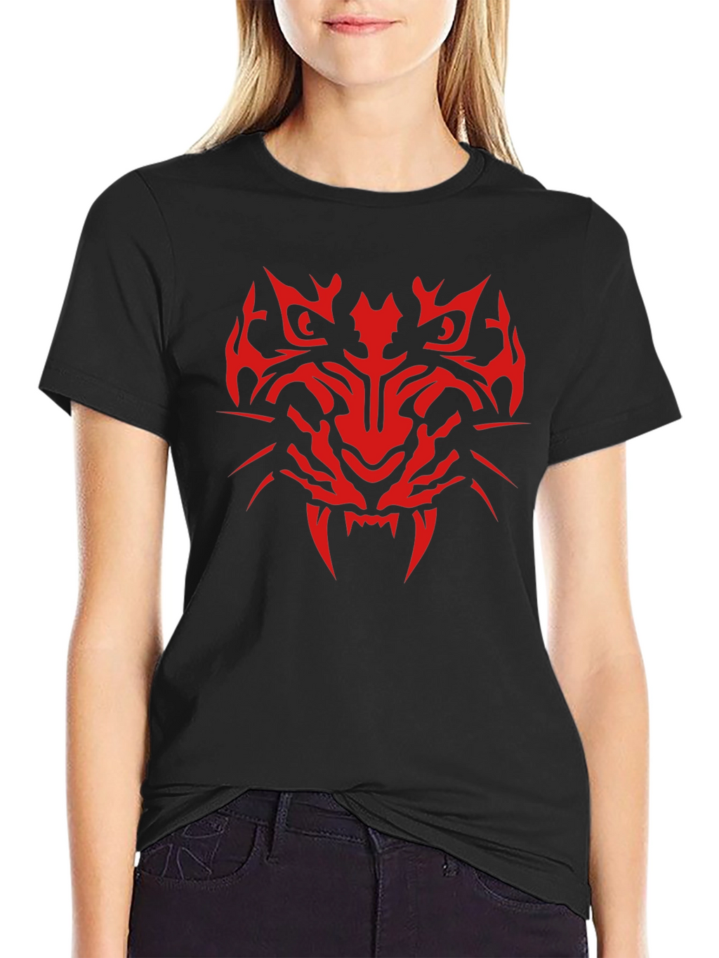 Tribal Tiger Graphic Print T-Shirt - Mens Black Tee