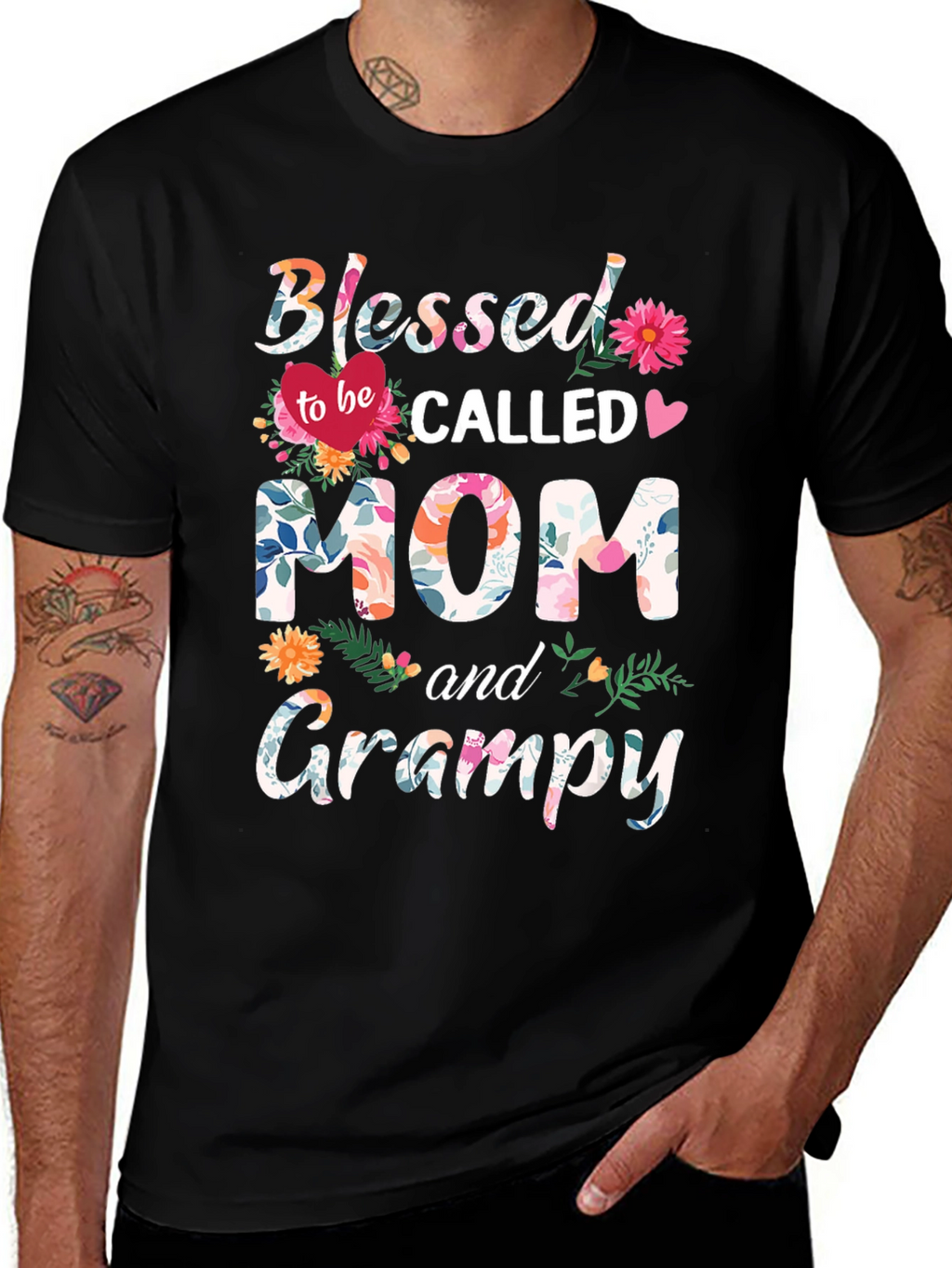 Blessed Mom & Grampy Floral T-Shirt