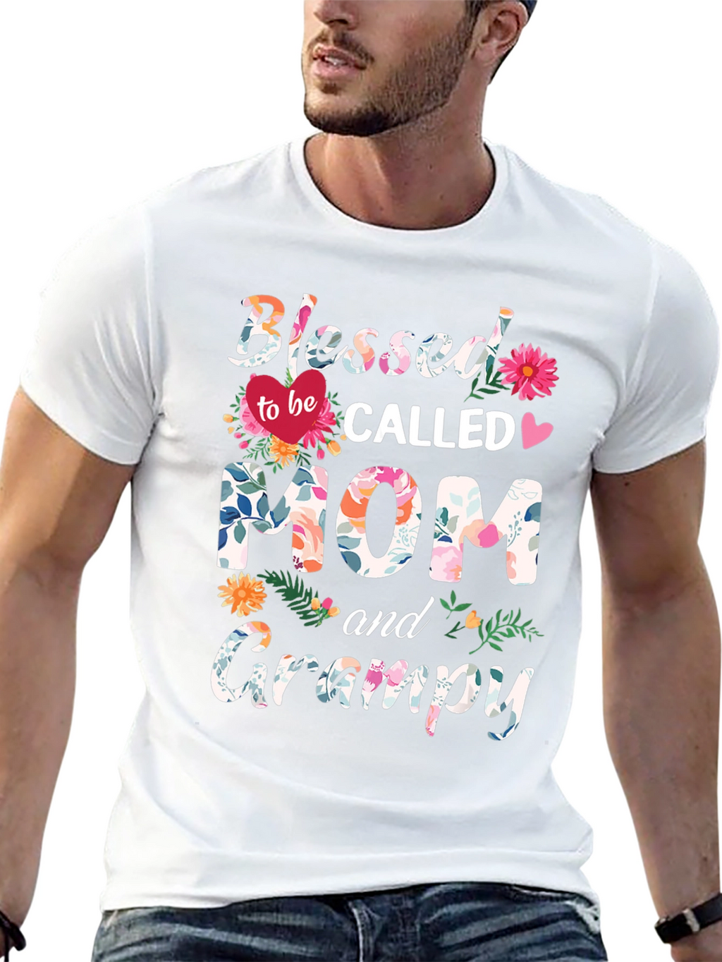 Blessed Mom & Grampy Floral T-Shirt