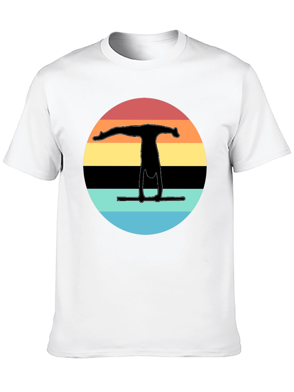 Gymnast Silhouette Sunset Graphic Tee - Black Cotton Blend