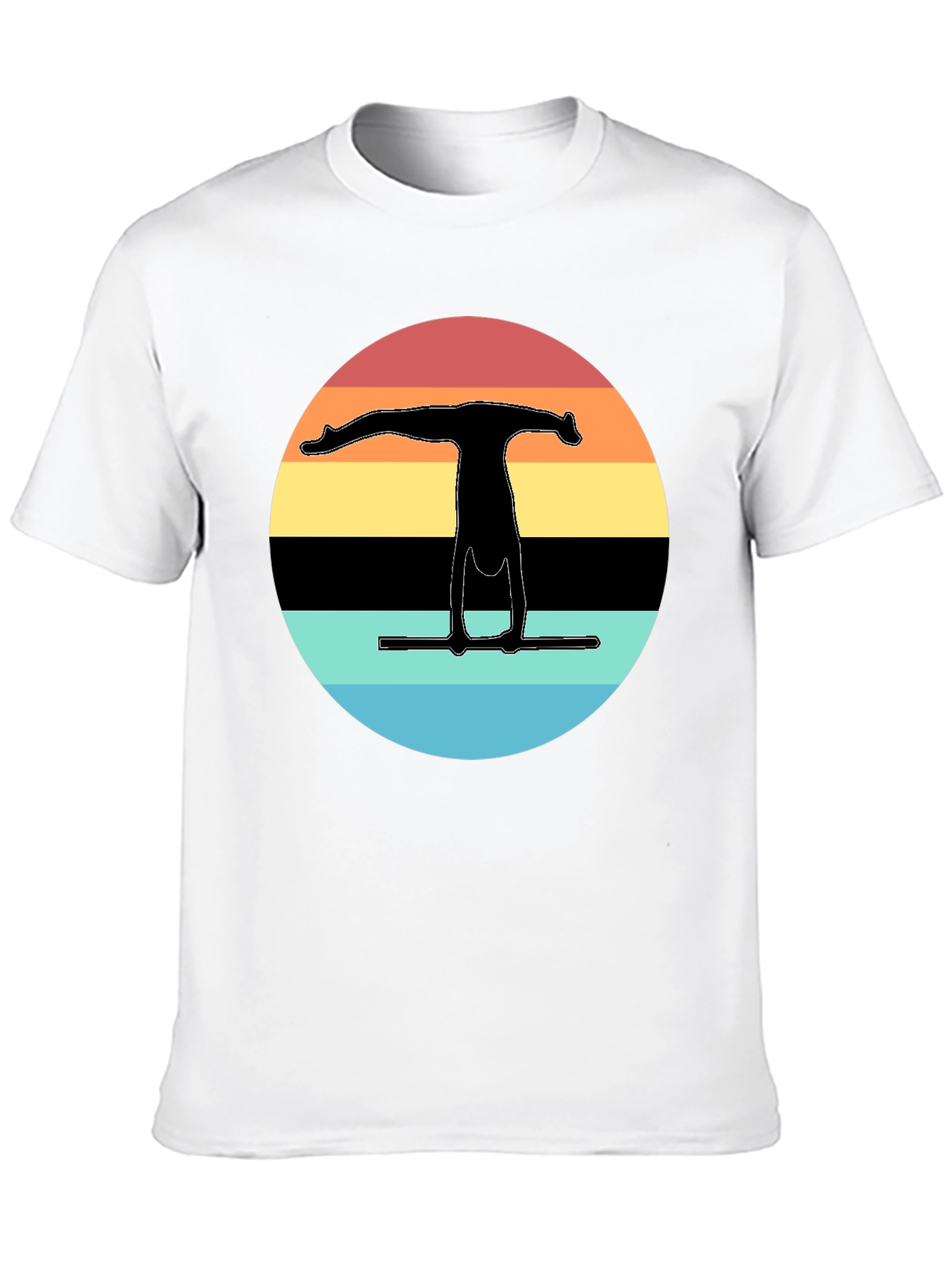 Gymnast Silhouette Sunset Graphic Tee - Black Cotton Blend