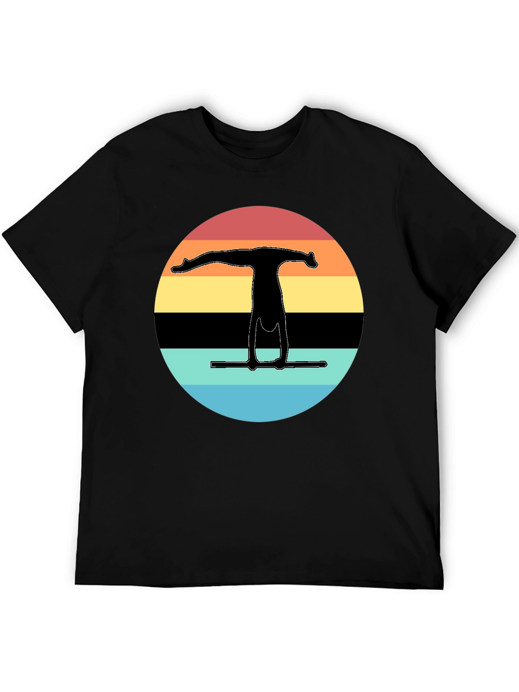 Gymnast Silhouette Sunset Graphic Tee - Black Cotton Blend