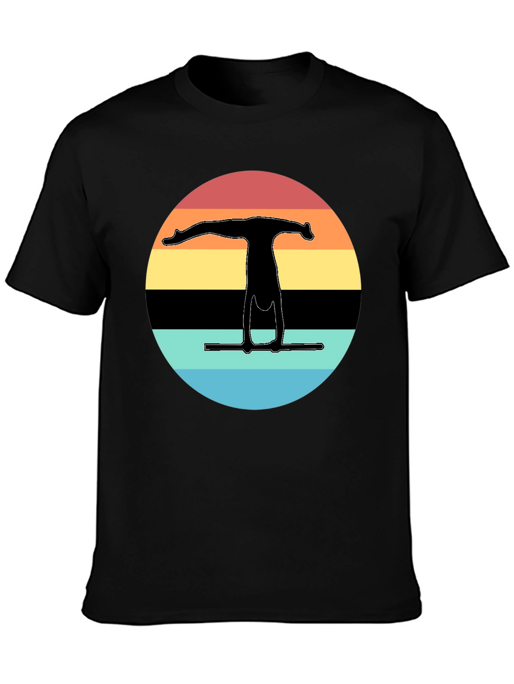 Gymnast Silhouette Sunset Graphic Tee - Black Cotton Blend