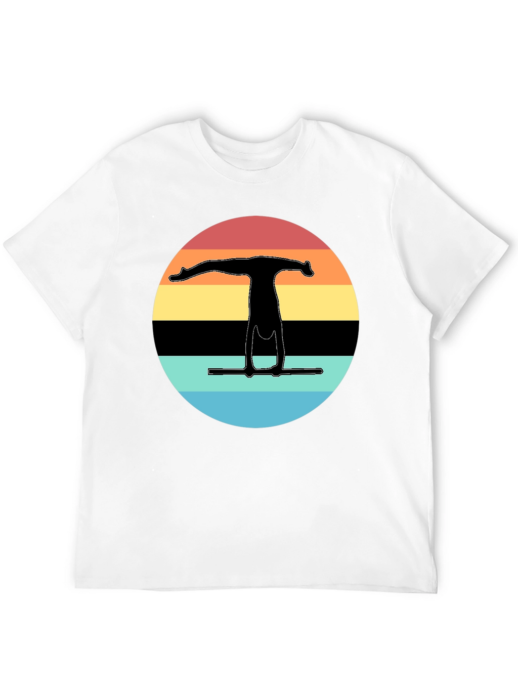 Gymnast Silhouette Sunset Graphic Tee - Black Cotton Blend